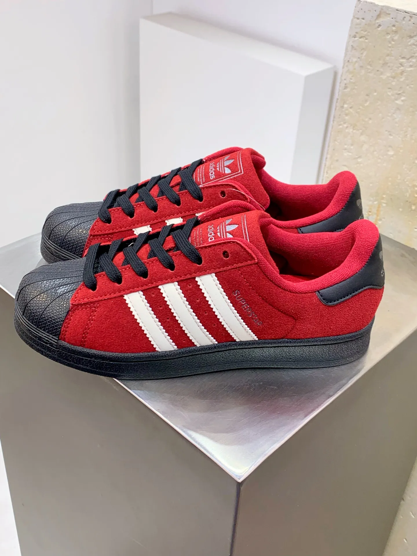 Adidas Originals Superstar Red Black Replica Shoes – Adidas Replica Sneakers Bold 544