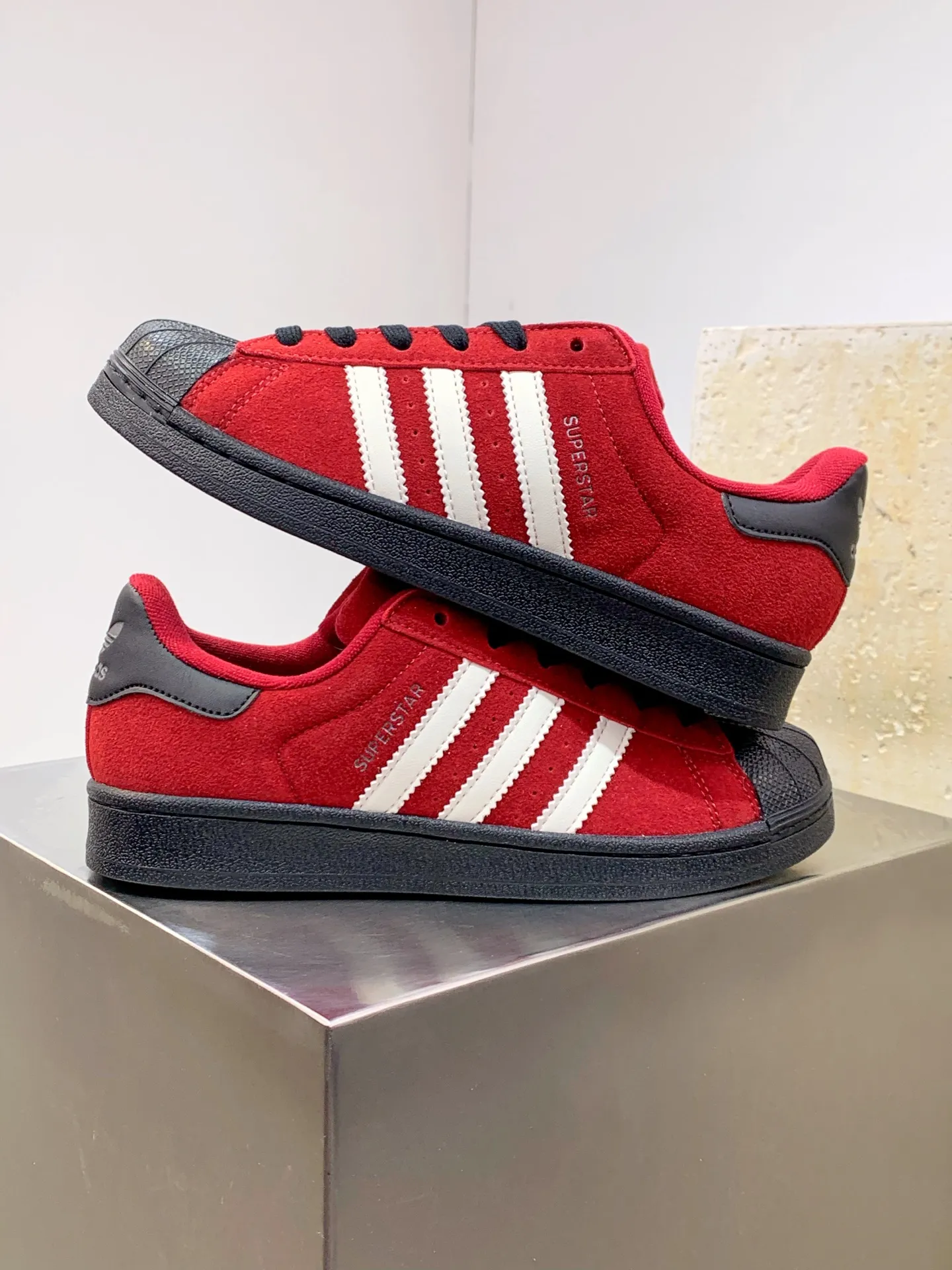 Adidas Originals Superstar Red Black Replica Shoes – Adidas Replica Sneakers Bold 544