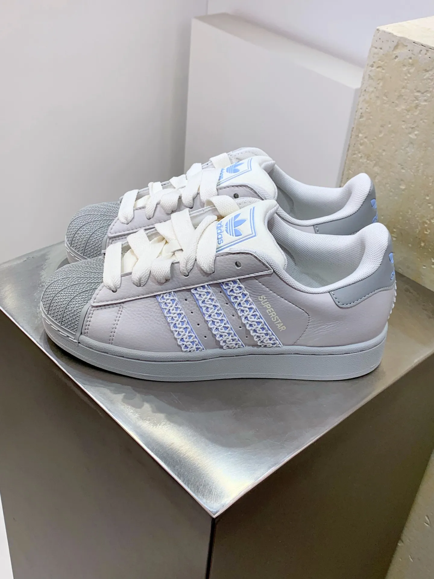 Adidas Originals Superstar Shell Toe White Blue –  Replica Adidas Shoes UrbanChic 533