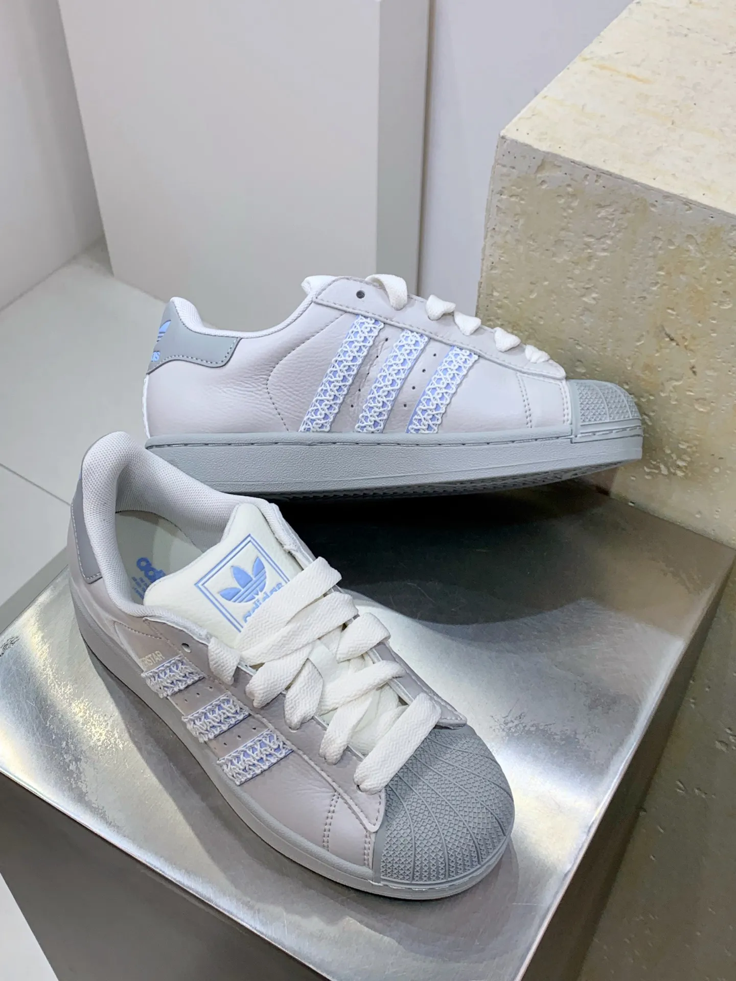 Adidas Originals Superstar Shell Toe White Blue –  Replica Adidas Shoes UrbanChic 533