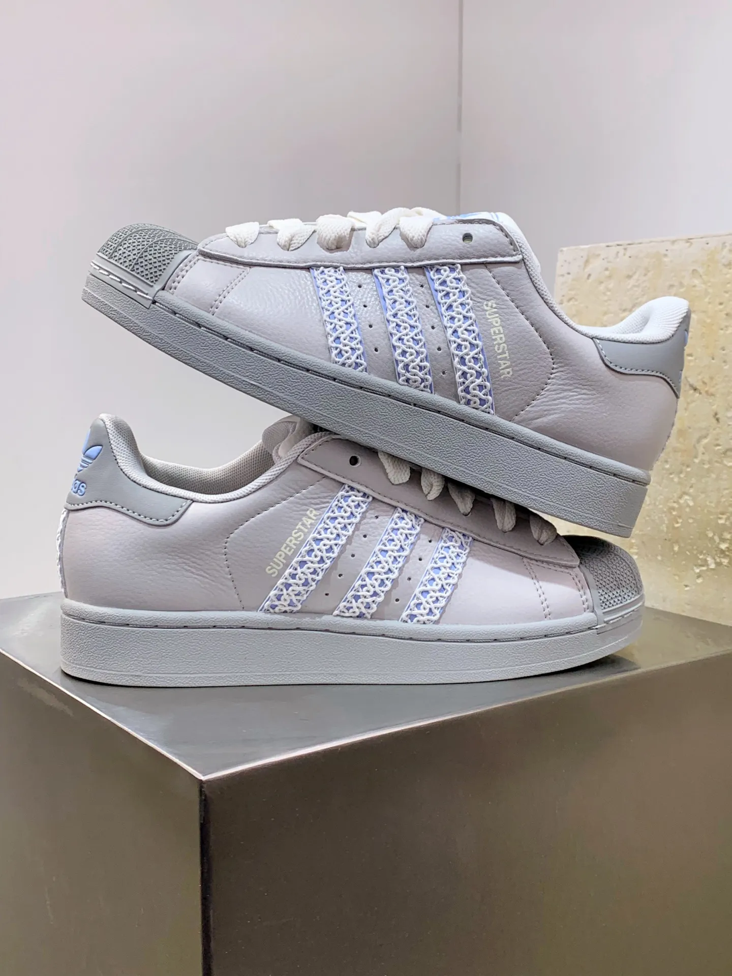 Adidas Originals Superstar Shell Toe White Blue –  Replica Adidas Shoes UrbanChic 533