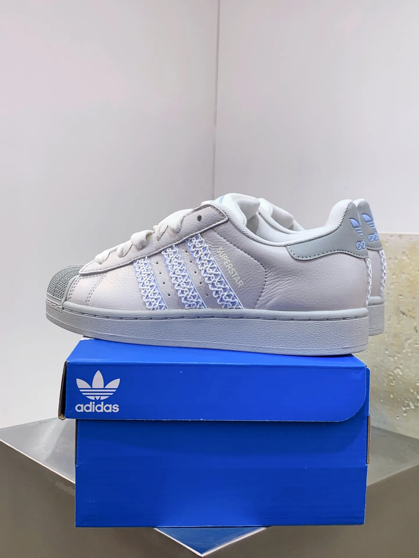 Adidas Originals Superstar Shell Toe White Blue –  Replica Adidas Shoes UrbanChic 533