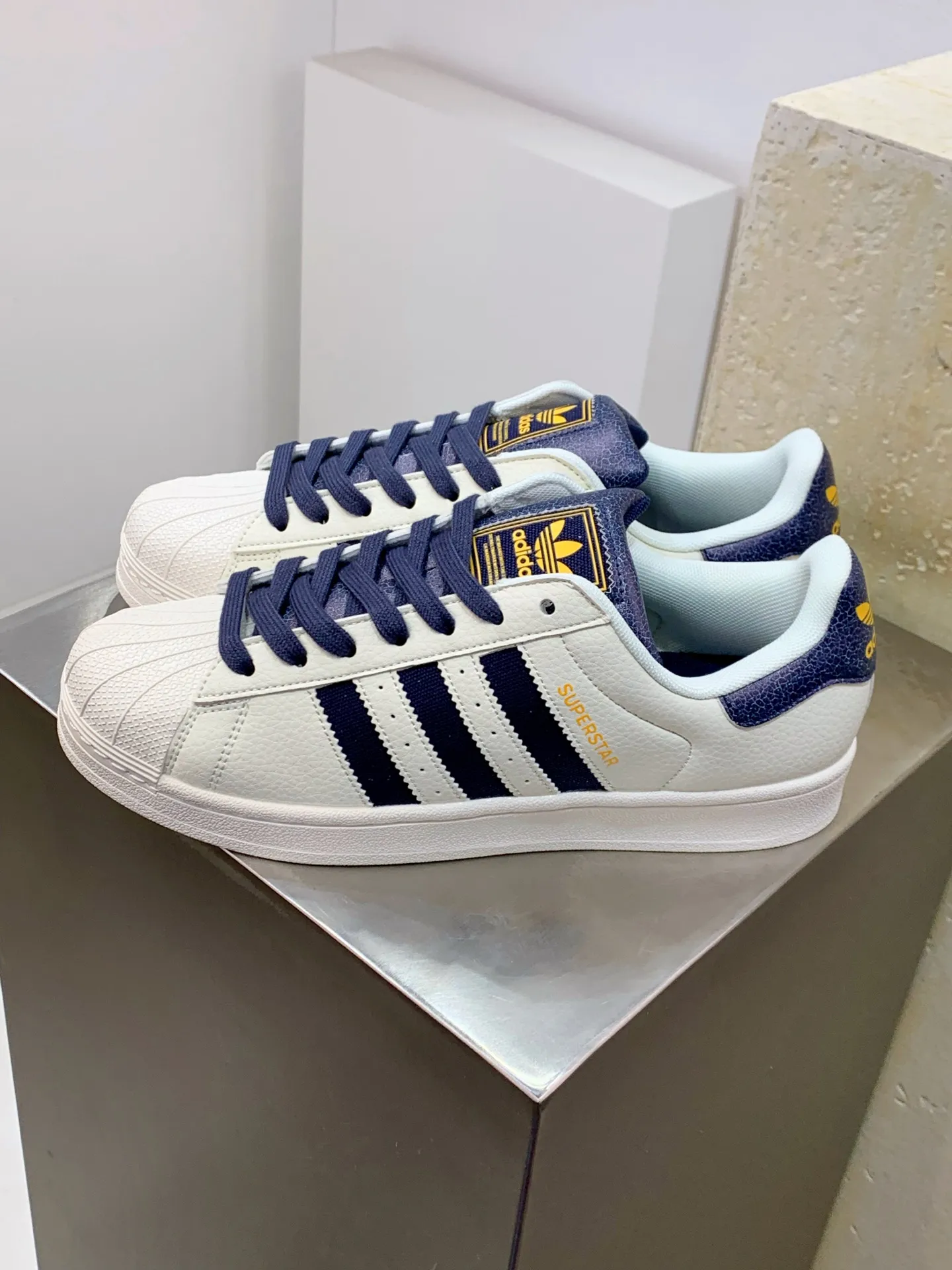 Adidas Originals Superstar Shell Toe White Navy –  Replica Adidas Shoes HighQuality 547