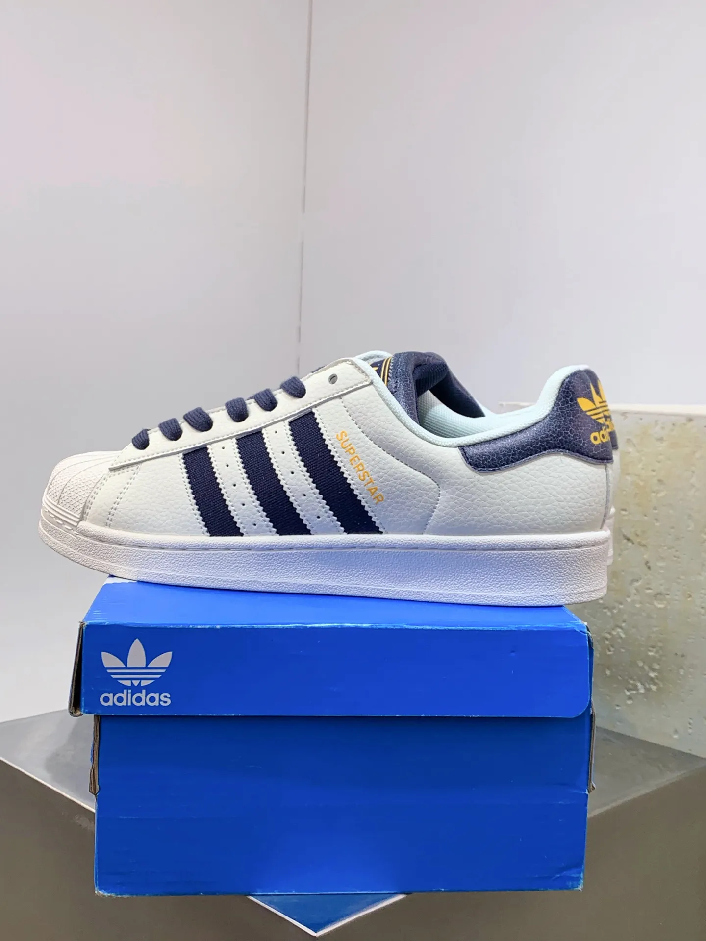 Adidas Originals Superstar Shell Toe White Navy –  Replica Adidas Shoes HighQuality 547