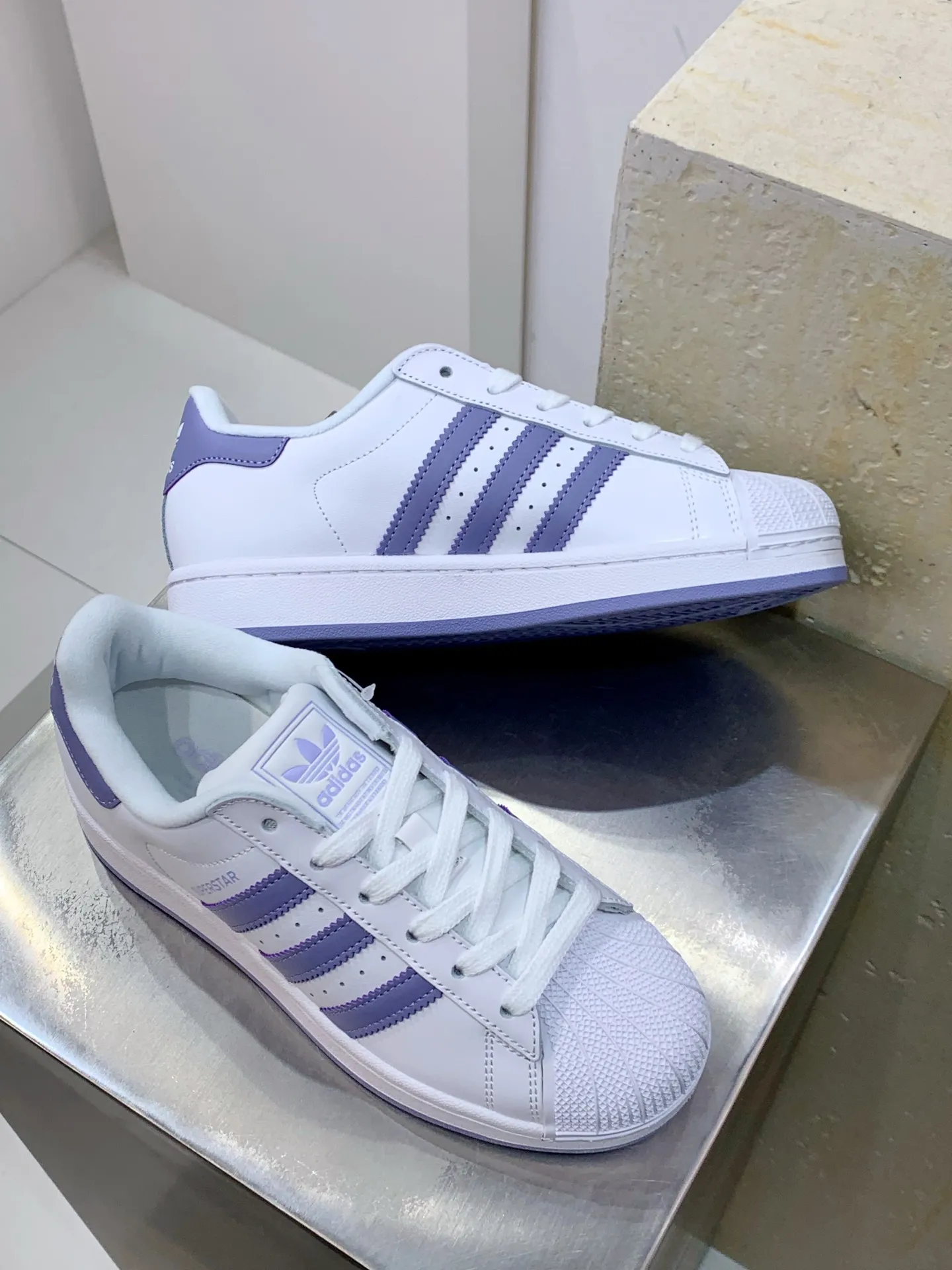 Elegant Adidas Originals Superstar White Purple Replica Shoes –  Adidas Replica 537