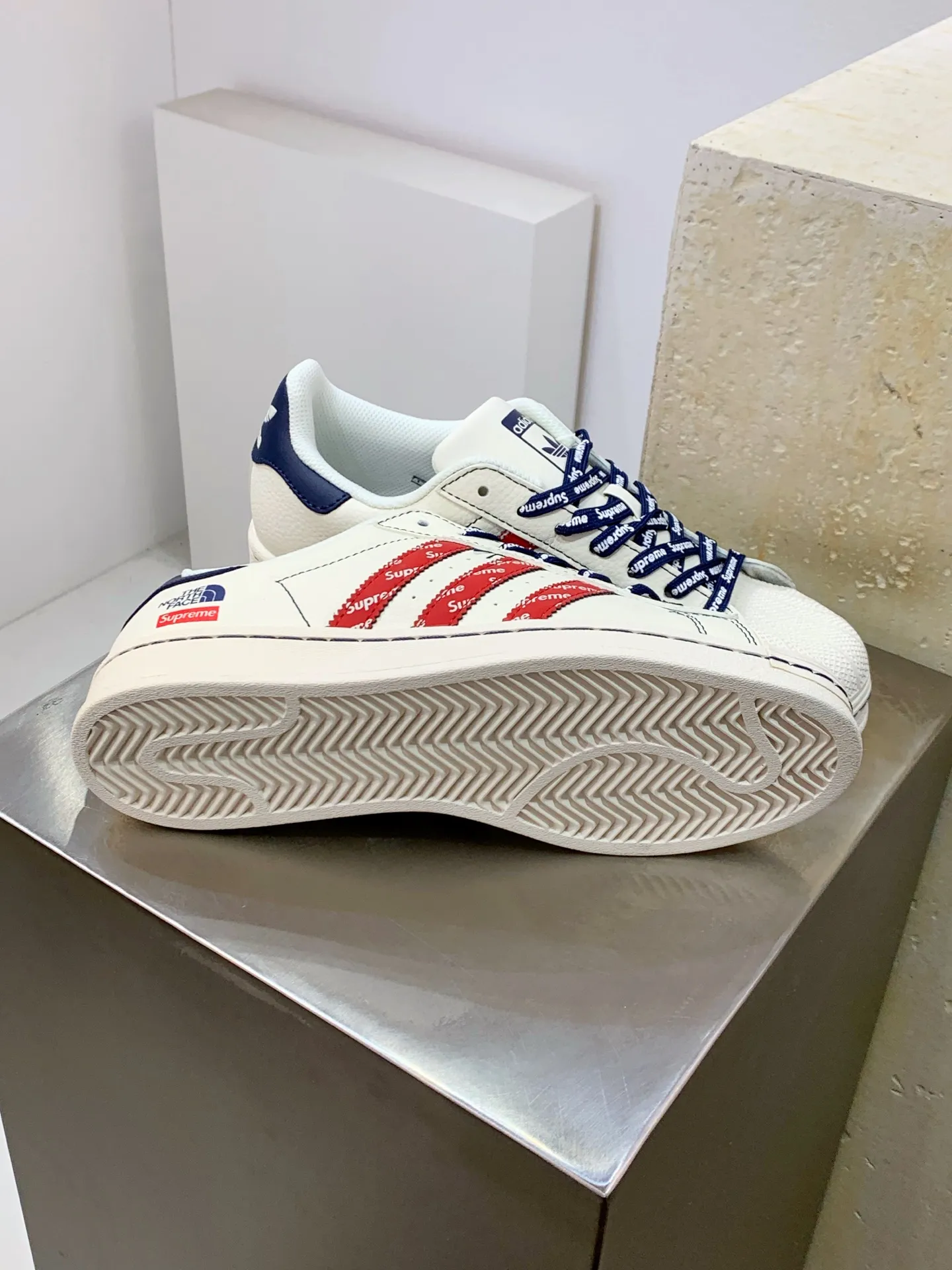 EasyCare Adidas Originals Superstar White Red Blue Replica Shoes 535