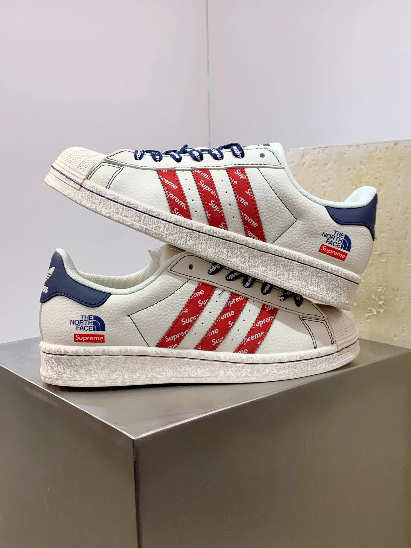 EasyCare Adidas Originals Superstar White Red Blue Replica Shoes 535