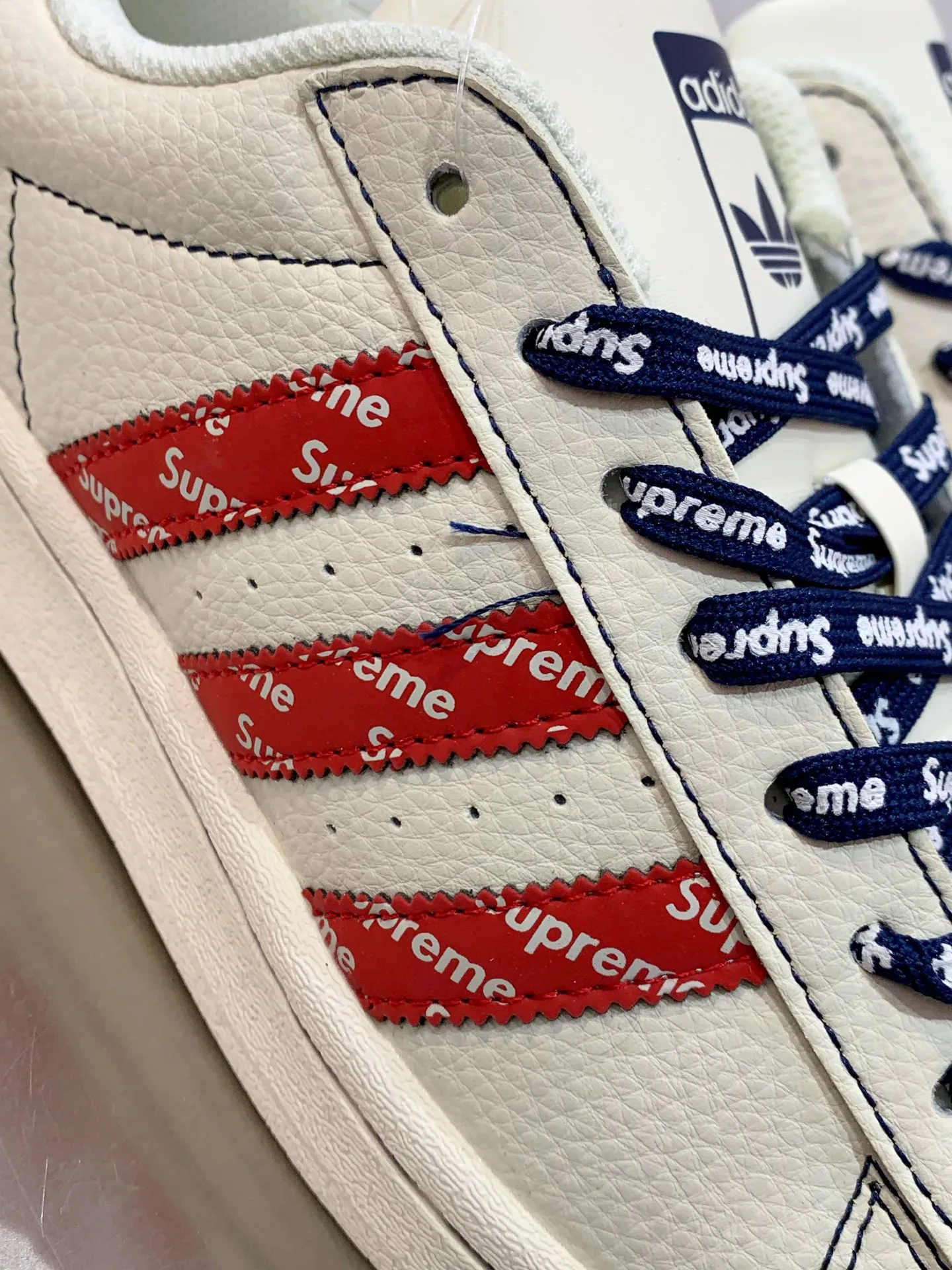 EasyCare Adidas Originals Superstar White Red Blue Replica Shoes 535