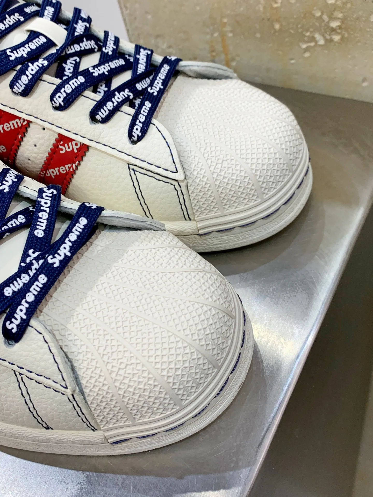 EasyCare Adidas Originals Superstar White Red Blue Replica Shoes 535