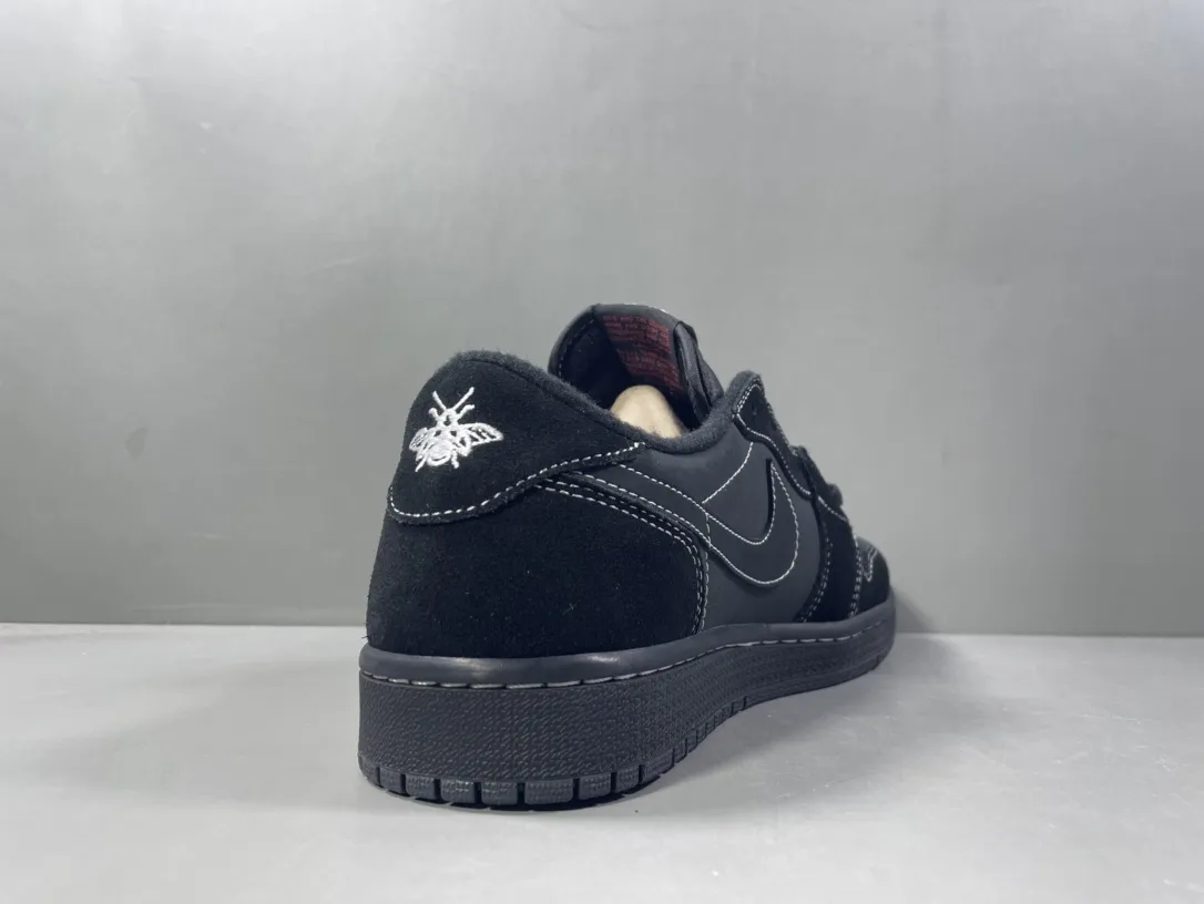 Air Jordan 1 Low ‘Black Warrior’ Triple Black Collaboration Sneakers – Best Replica Sneakers in Sizes 36-47.5 (Including Half Sizes) with Top Rep Shoes Durable 1264