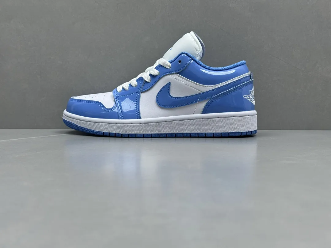 Air Jordan 1 Low UNC Blue Patent Leather – University Blue White, Top Rep Shoes, Best Replica Sneakers, Sizes 36-46 Including Half Sizes Sleek 1281