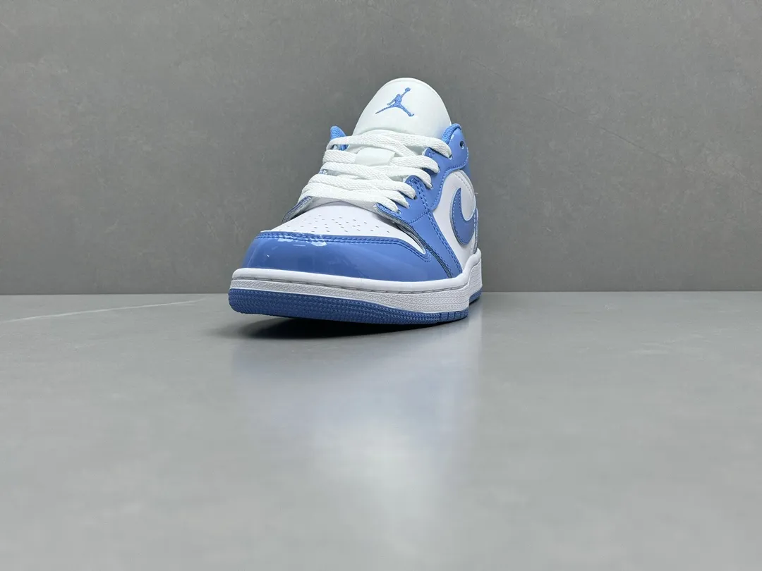 Air Jordan 1 Low UNC Blue Patent Leather – University Blue White, Top Rep Shoes, Best Replica Sneakers, Sizes 36-46 Including Half Sizes Sleek 1281