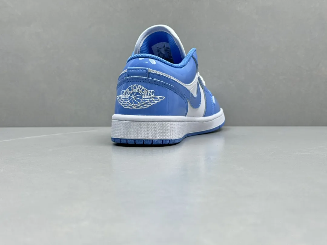 Air Jordan 1 Low UNC Blue Patent Leather – University Blue White, Top Rep Shoes, Best Replica Sneakers, Sizes 36-46 Including Half Sizes Sleek 1281