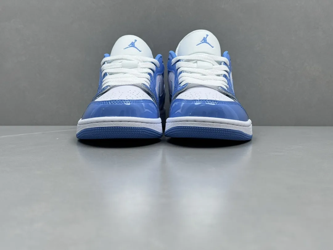 Air Jordan 1 Low UNC Blue Patent Leather – University Blue White, Top Rep Shoes, Best Replica Sneakers, Sizes 36-46 Including Half Sizes Sleek 1281