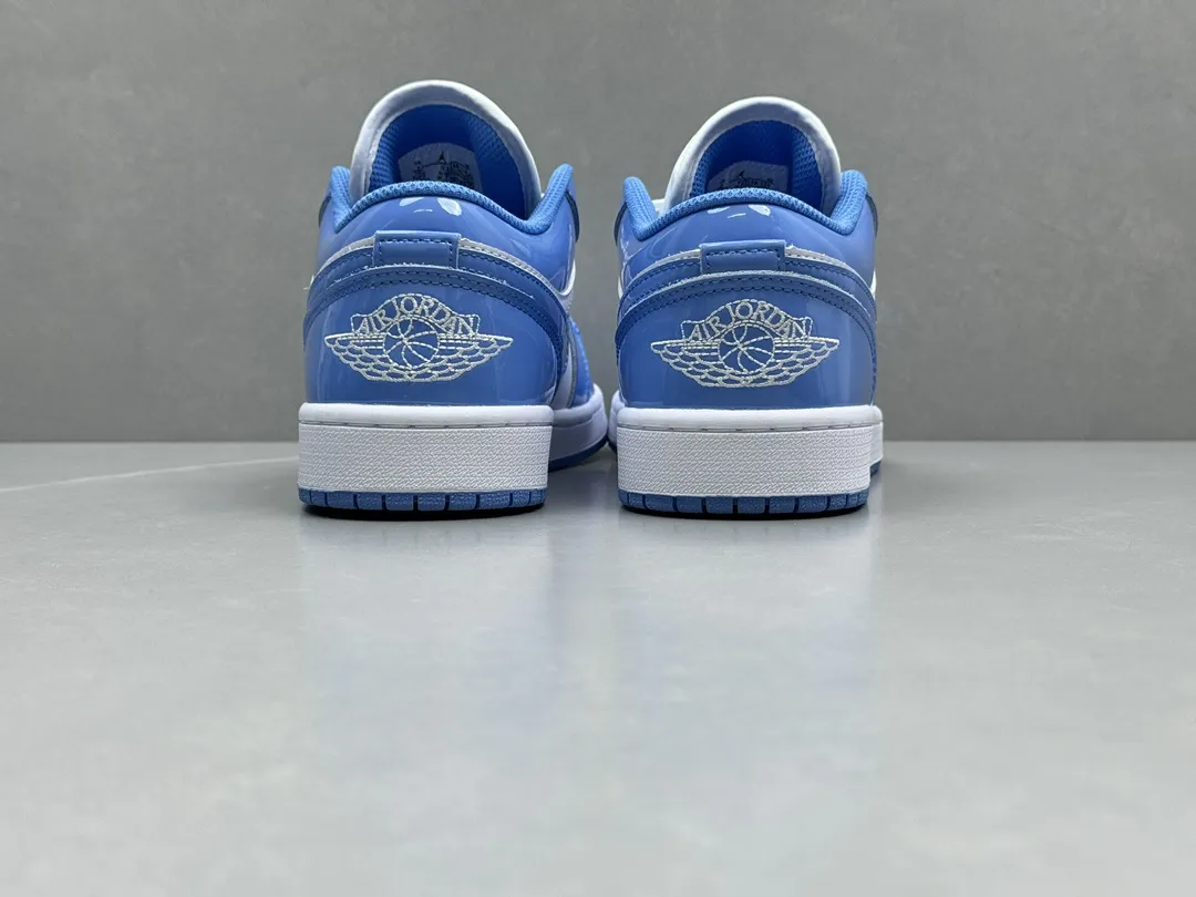 Air Jordan 1 Low UNC Blue Patent Leather – University Blue White, Top Rep Shoes, Best Replica Sneakers, Sizes 36-46 Including Half Sizes Sleek 1281