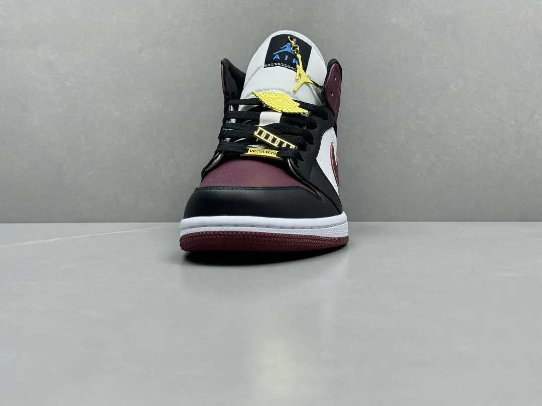 Air Jordan 1 Mid Burgundy with Metallic Wings – Pure  Version Rep Shoes and Replica Nikes Minimalist 1206