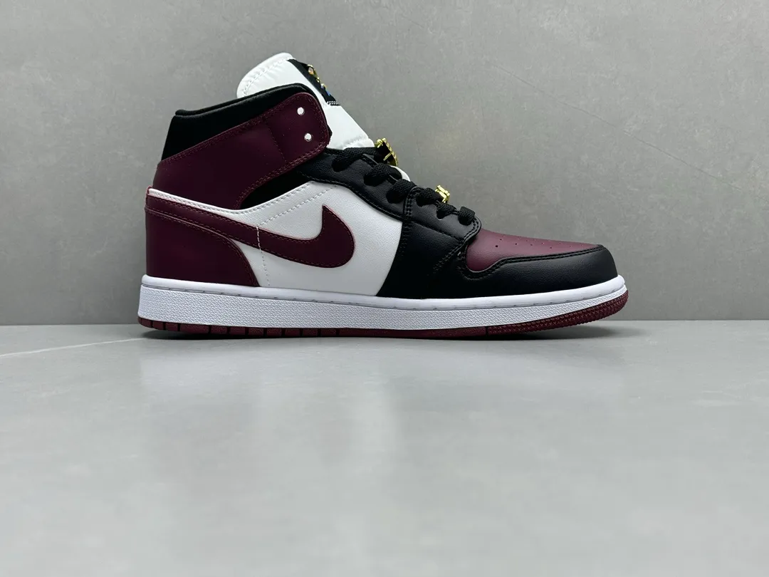 Air Jordan 1 Mid Burgundy with Metallic Wings – Pure  Version Rep Shoes and Replica Nikes Minimalist 1206