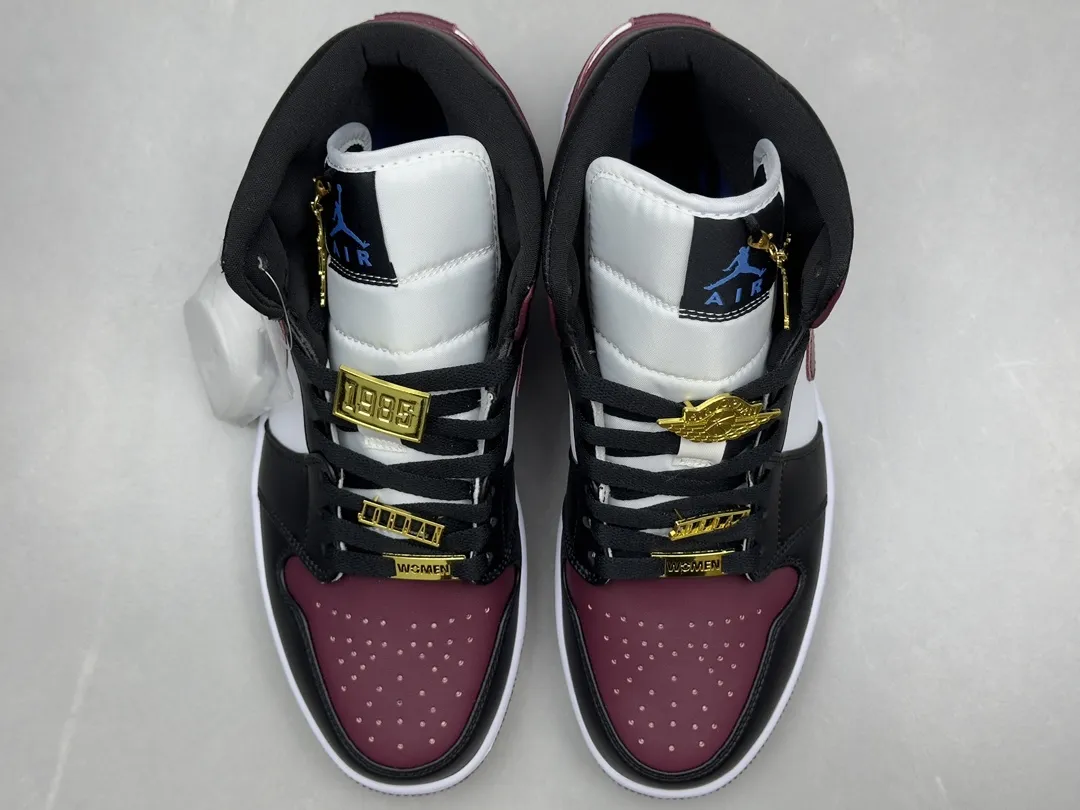 Air Jordan 1 Mid Burgundy with Metallic Wings – Pure  Version Rep Shoes and Replica Nikes Minimalist 1206