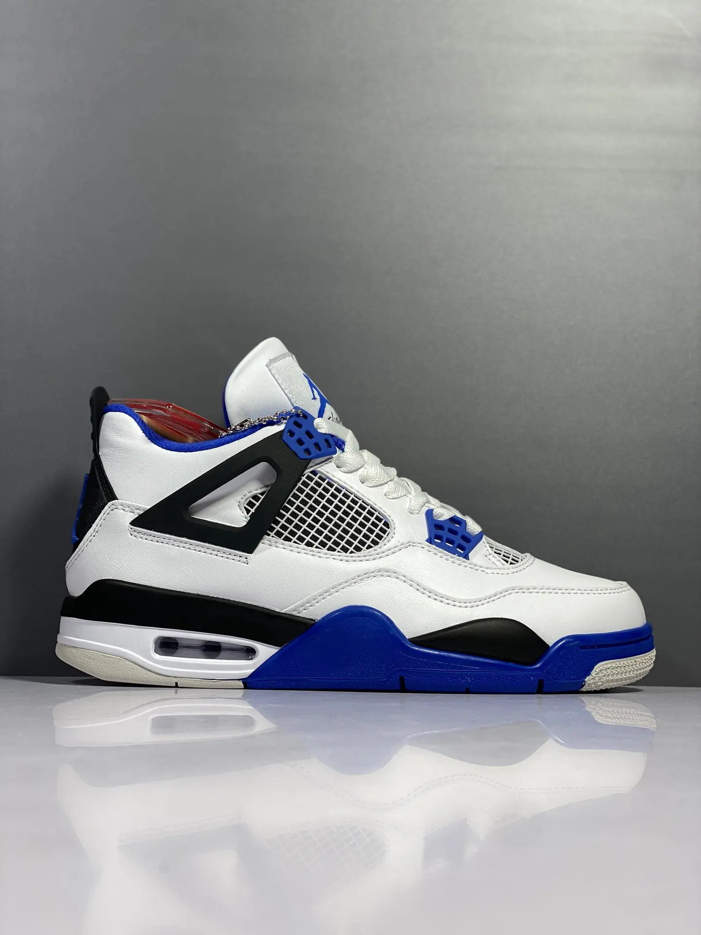 Chic Air Jordan 4 Retro ‘Racing Blue’ – White Blue Black – High Quality Rep Shoes – Multiple Sizes Available 1158