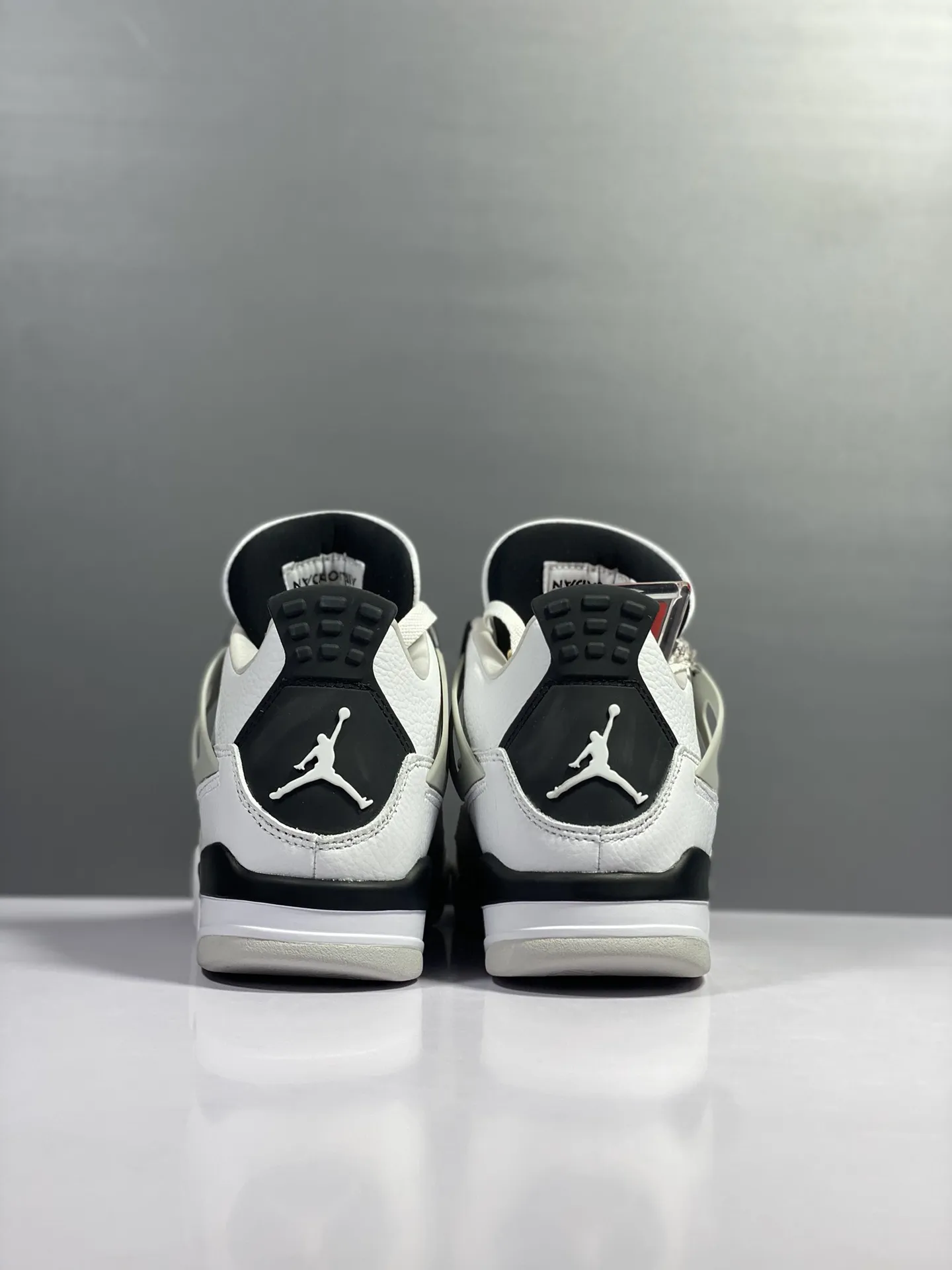 Durable Air Jordan 4 Retro ‘White Cement’ – Grey White Black, Panda Style, High Quality Rep Shoes, Authentic Nike Replica Design, Multiple Sizes Available 1163