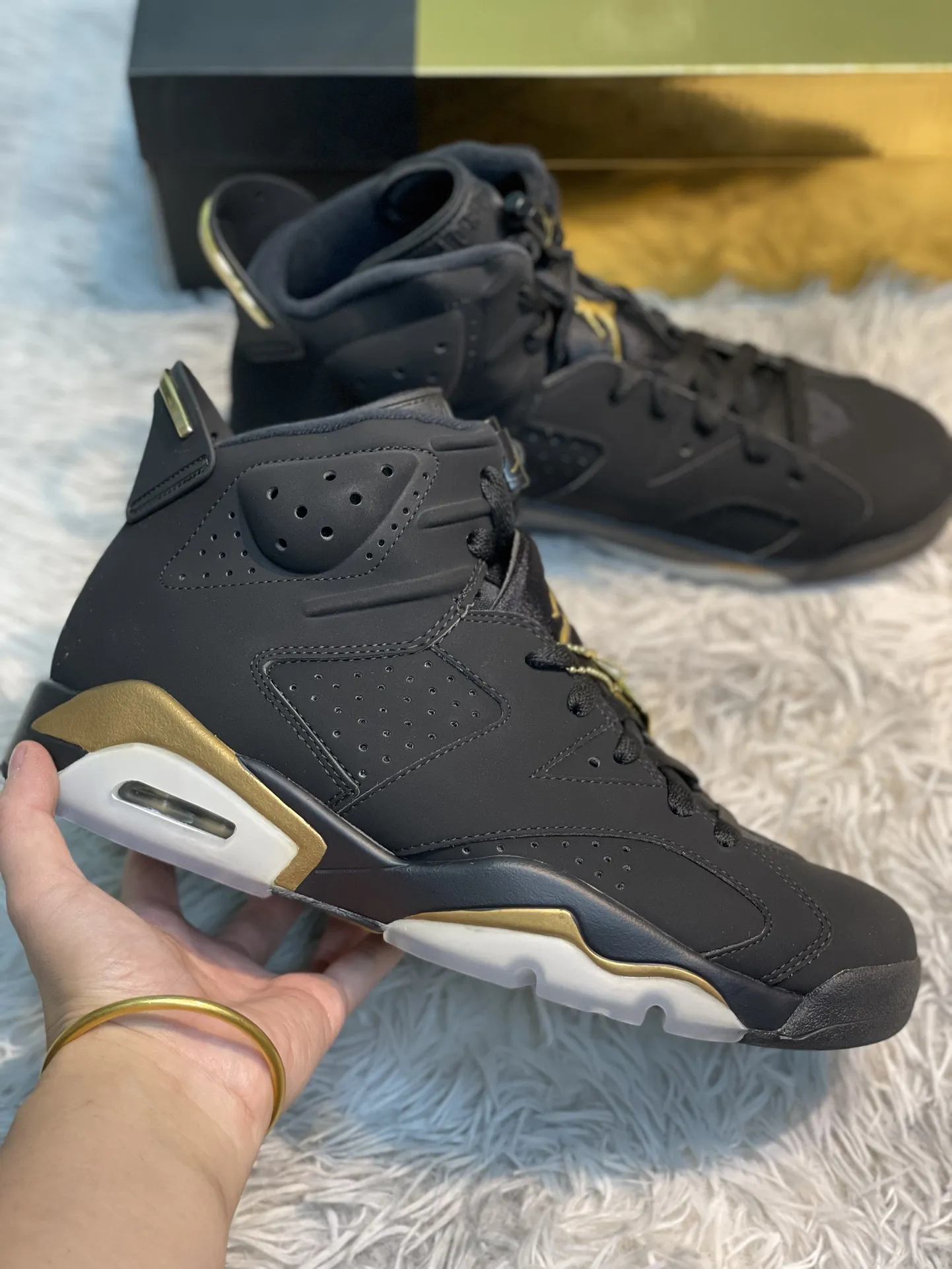 Air Jordan 6 AJ6 Black Gold Suede Basketball Shoes – High Quality Replica Nike – CT4954- Original 1116