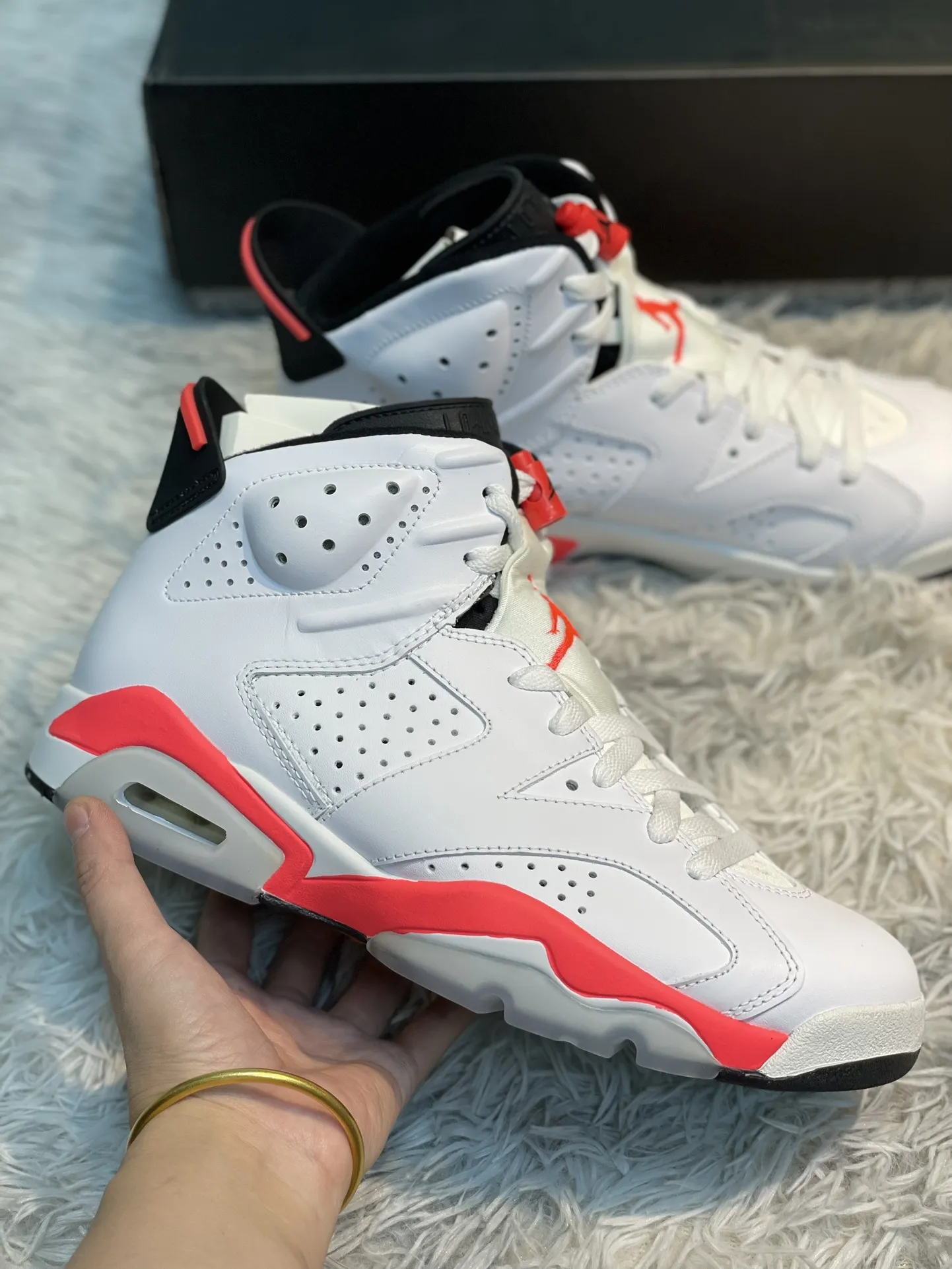 Snug Air Jordan 6 AJ6 Infrared White – Cherry Red – High Top Sneakers – High Quality Replica Shoes (Multiple Sizes Available 1115