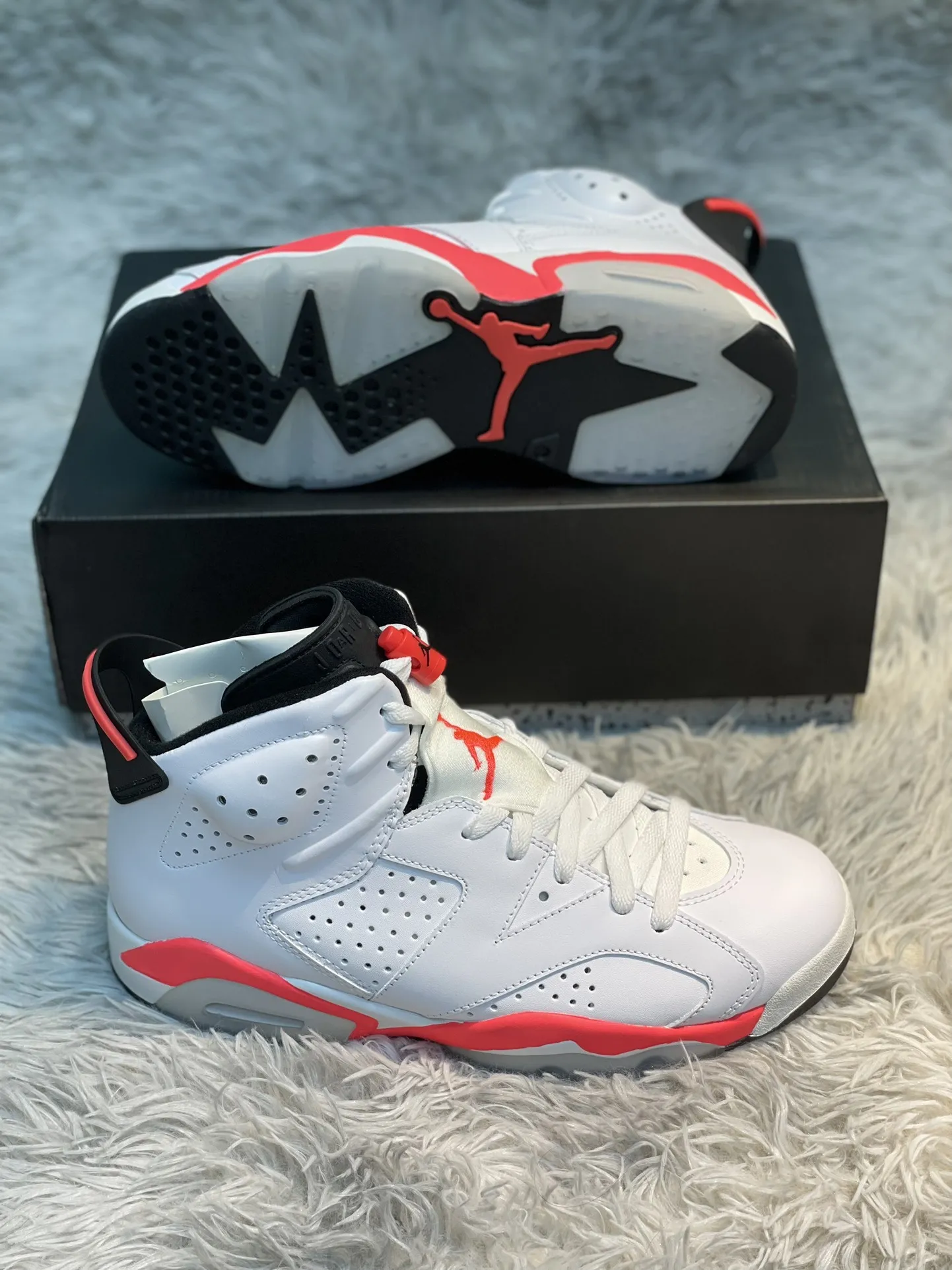 Snug Air Jordan 6 AJ6 Infrared White – Cherry Red – High Top Sneakers – High Quality Replica Shoes (Multiple Sizes Available 1115