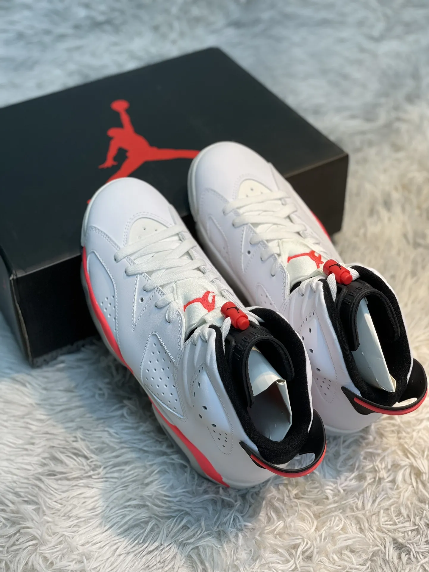Snug Air Jordan 6 AJ6 Infrared White – Cherry Red – High Top Sneakers – High Quality Replica Shoes (Multiple Sizes Available 1115