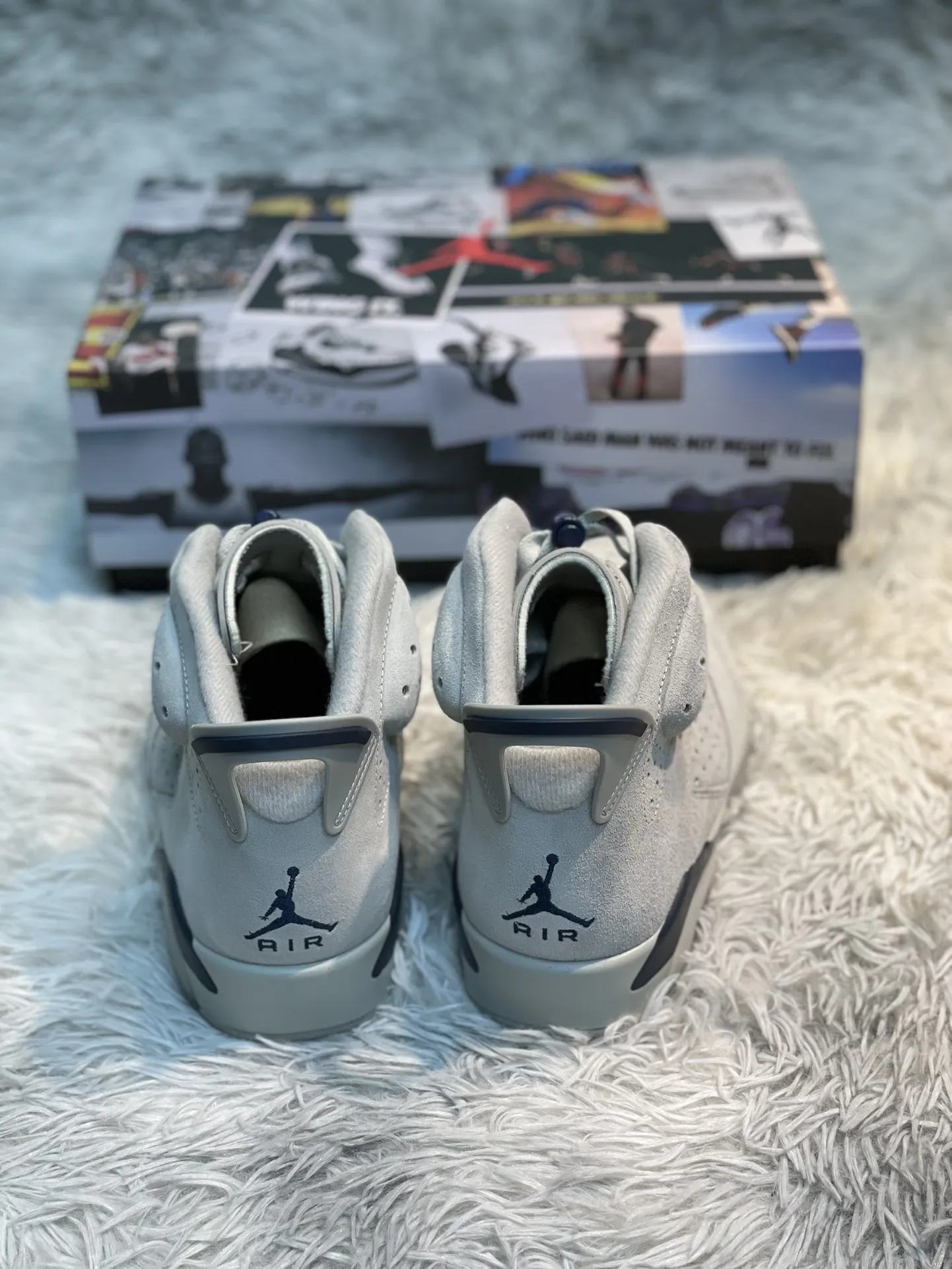 EasyMatch Air Jordan 6 Georgetown Grey Blue Suede High-Top Basketball Shoes – High Quality Replica, Size 40-47. 1106