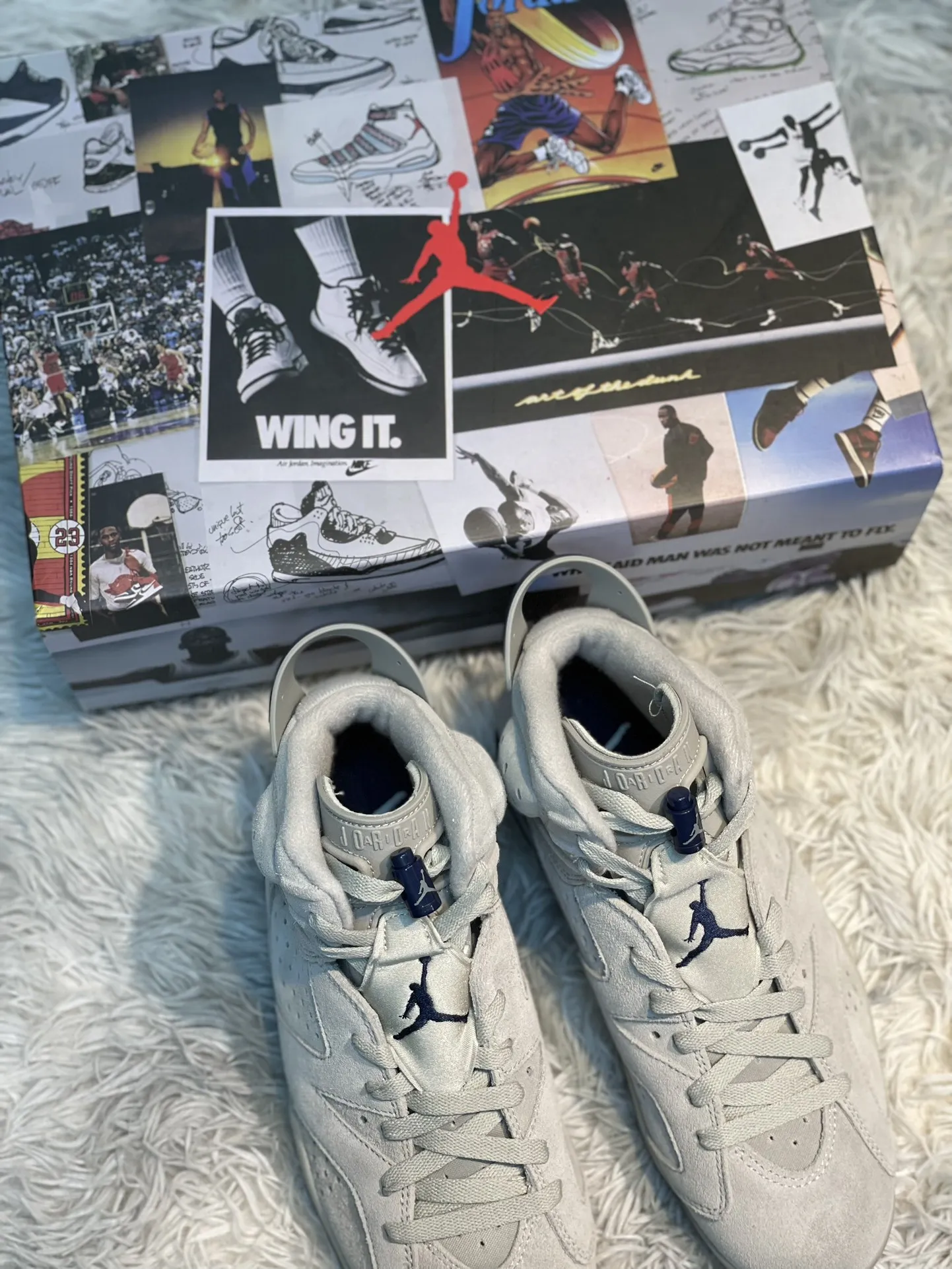 EasyMatch Air Jordan 6 Georgetown Grey Blue Suede High-Top Basketball Shoes – High Quality Replica, Size 40-47. 1106