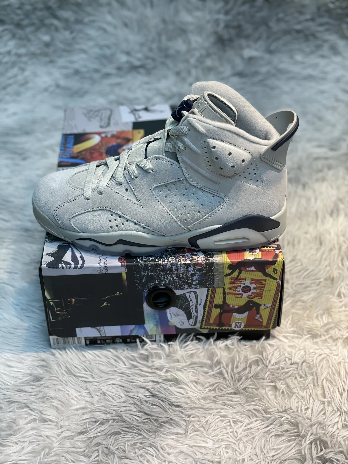 EasyMatch Air Jordan 6 Georgetown Grey Blue Suede High-Top Basketball Shoes – High Quality Replica, Size 40-47. 1106