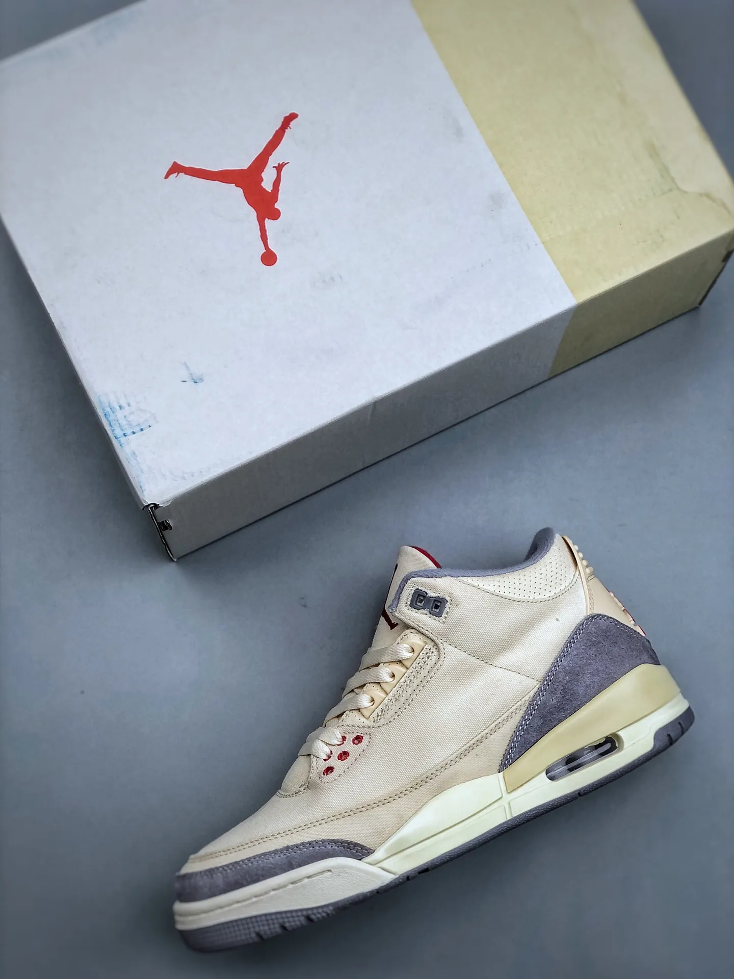 EasyCare Air Jordan AJ3 Retro Cream Canvas – Mid-Top Replica Sneakers for Men, Rep Shoes, Size 35.5-47.5 (Half Sizes Available 1185