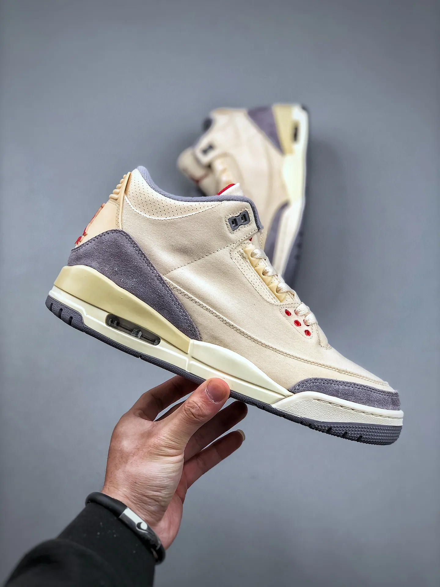 EasyCare Air Jordan AJ3 Retro Cream Canvas – Mid-Top Replica Sneakers for Men, Rep Shoes, Size 35.5-47.5 (Half Sizes Available 1185