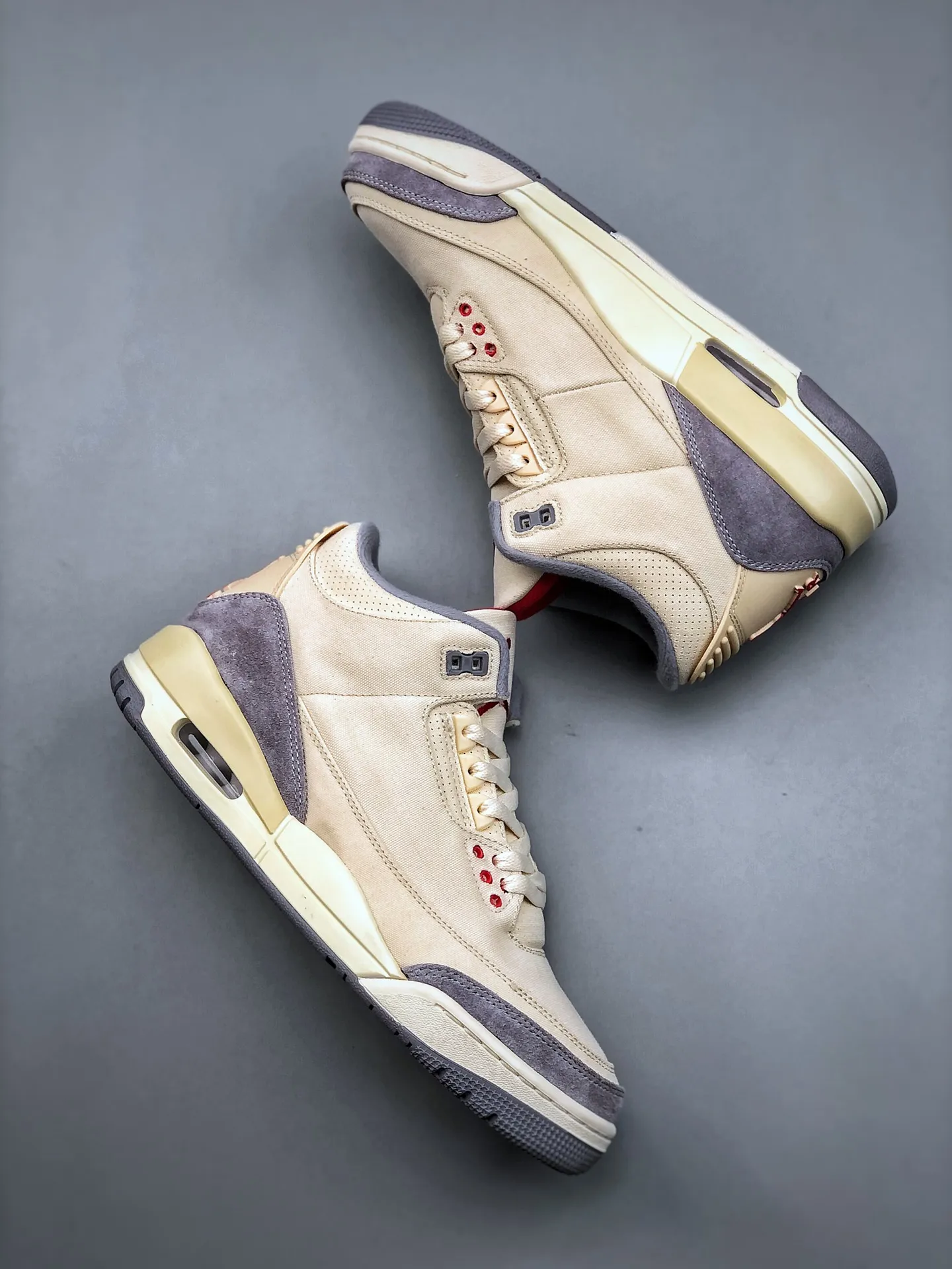 EasyCare Air Jordan AJ3 Retro Cream Canvas – Mid-Top Replica Sneakers for Men, Rep Shoes, Size 35.5-47.5 (Half Sizes Available 1185