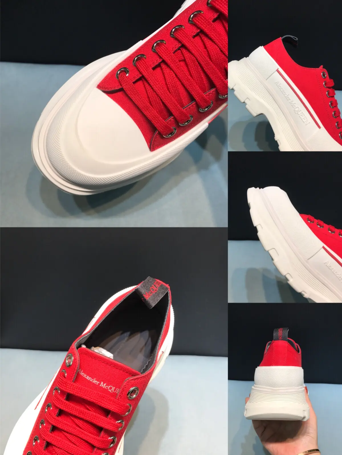 Compact Alexander McQueen Tread Slick Low in Red – Rep Shoes & Replica Alexander McQueen Shoes 2