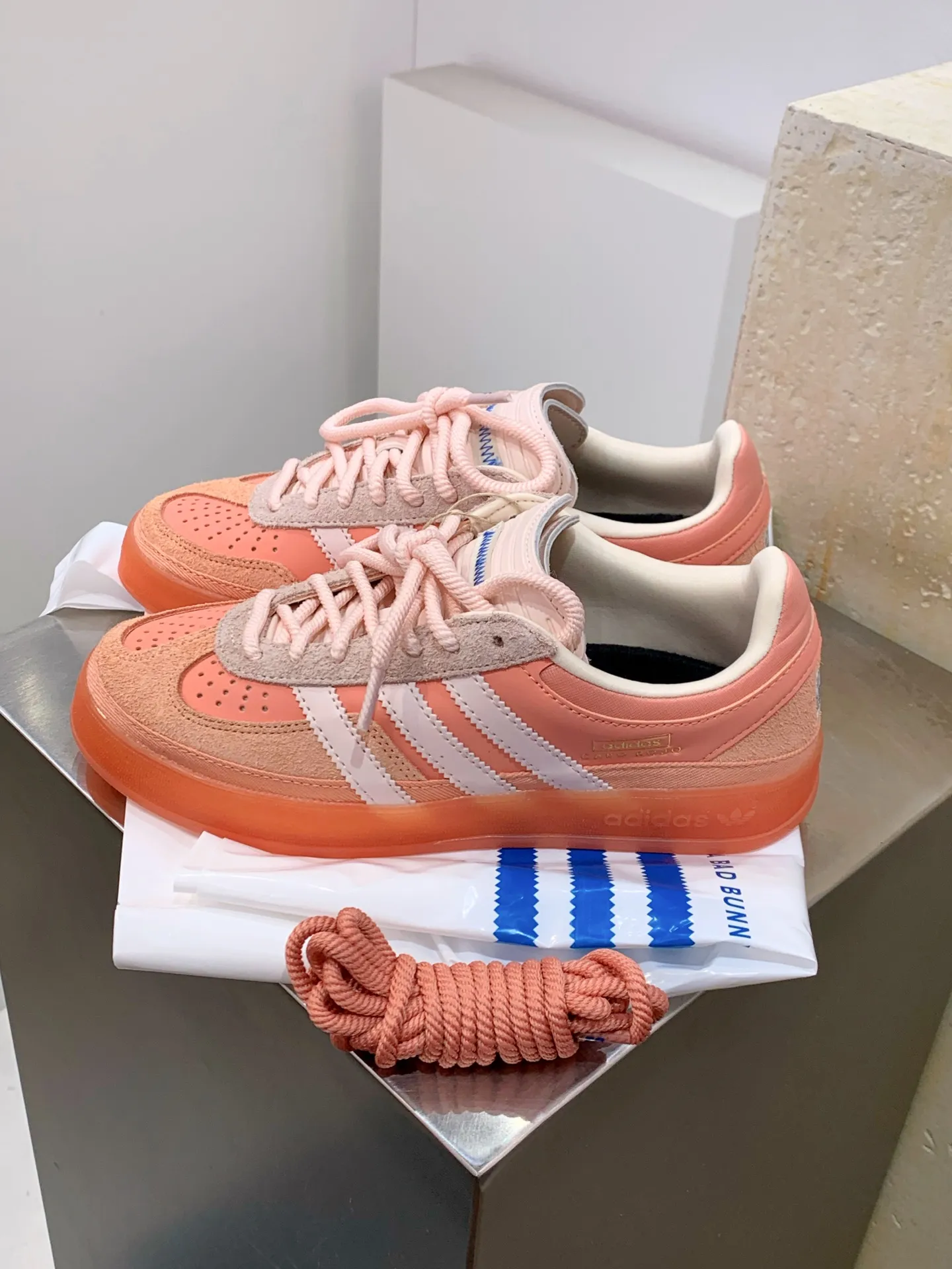 Youthful Bad Bunny Adidas Gazelle Indoor Orange Replica Shoes 505
