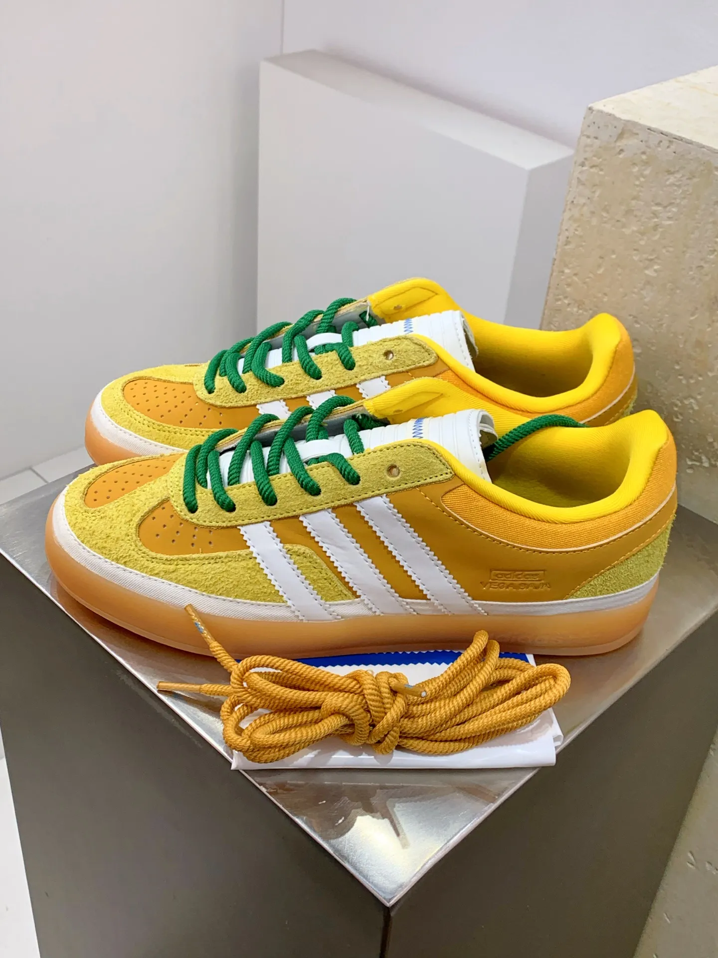 Bad Bunny adidas Gazelle Indoor Yellow Green Replica Shoes StreetReady 504