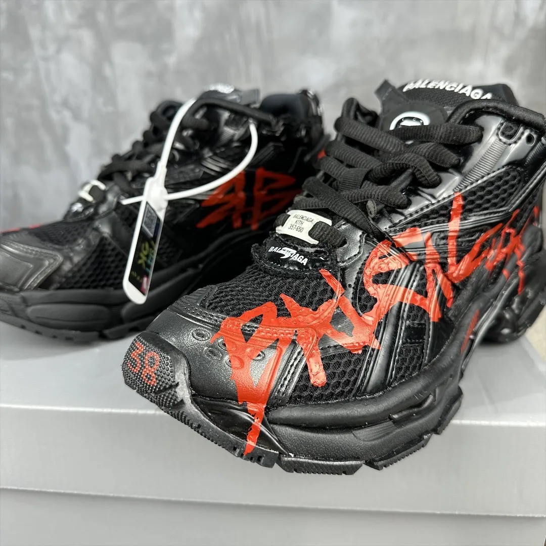 Balenciaga Runner Black Red Graffiti Replica Sneakers –  Rep Shoes Breathable 726