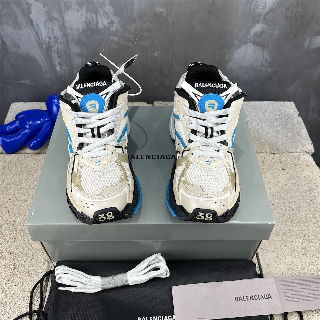 Balenciaga Runner Sneaker Beige Blue Mesh –  Balenciaga Replica Shoes Flexible 724