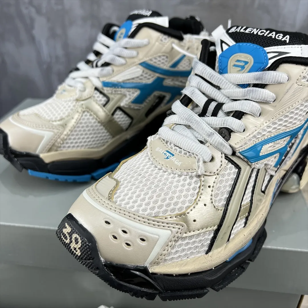 Balenciaga Runner Sneaker Beige Blue Mesh –  Balenciaga Replica Shoes Flexible 724