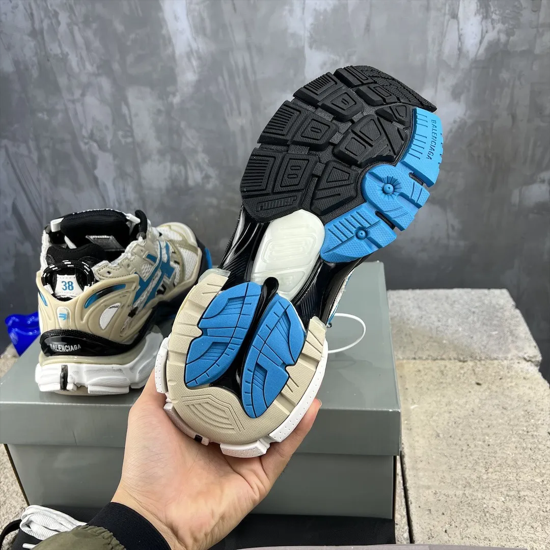 Balenciaga Runner Sneaker Beige Blue Mesh –  Balenciaga Replica Shoes Flexible 724