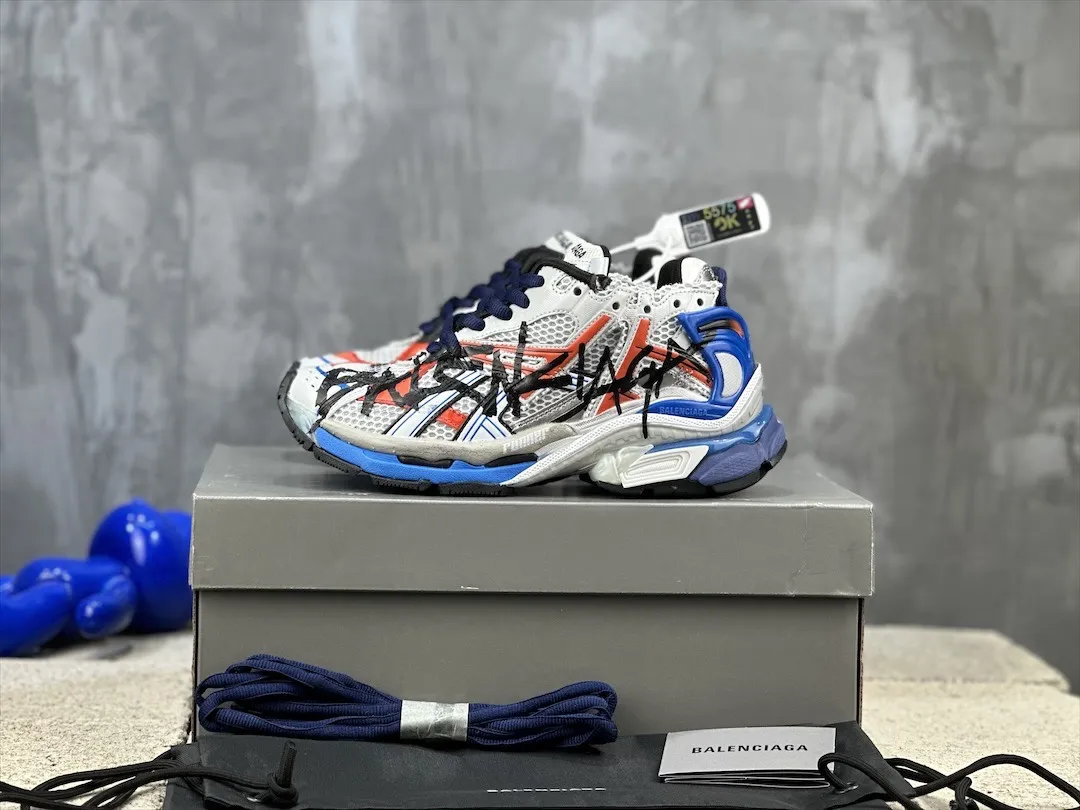 Balenciaga Runner Sneakers White Blue Red – Replica Balenciaga Runners Shoes Flexible 716
