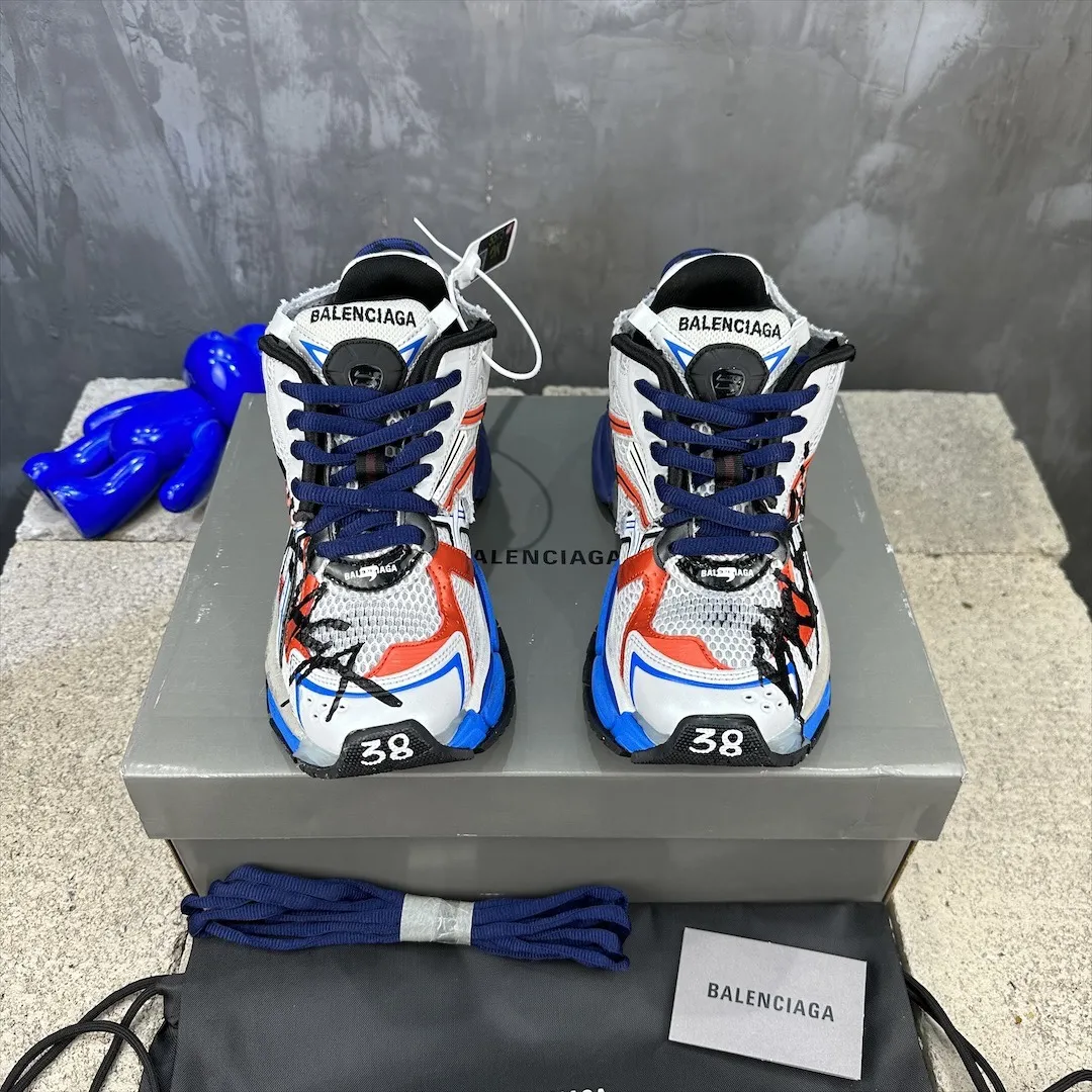 Balenciaga Runner Sneakers White Blue Red – Replica Balenciaga Runners Shoes Flexible 716