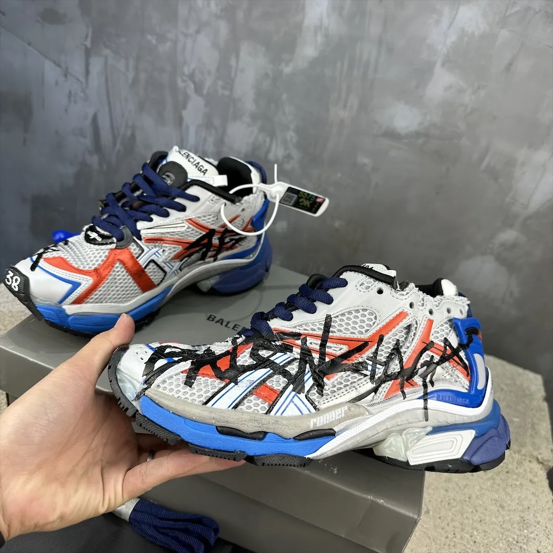 Balenciaga Runner Sneakers White Blue Red – Replica Balenciaga Runners Shoes Flexible 716