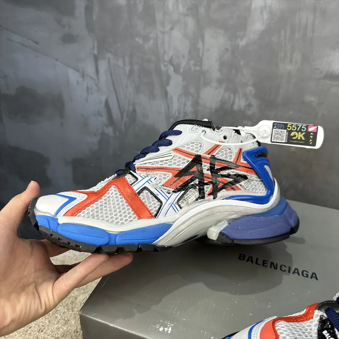 Balenciaga Runner Sneakers White Blue Red – Replica Balenciaga Runners Shoes Flexible 716