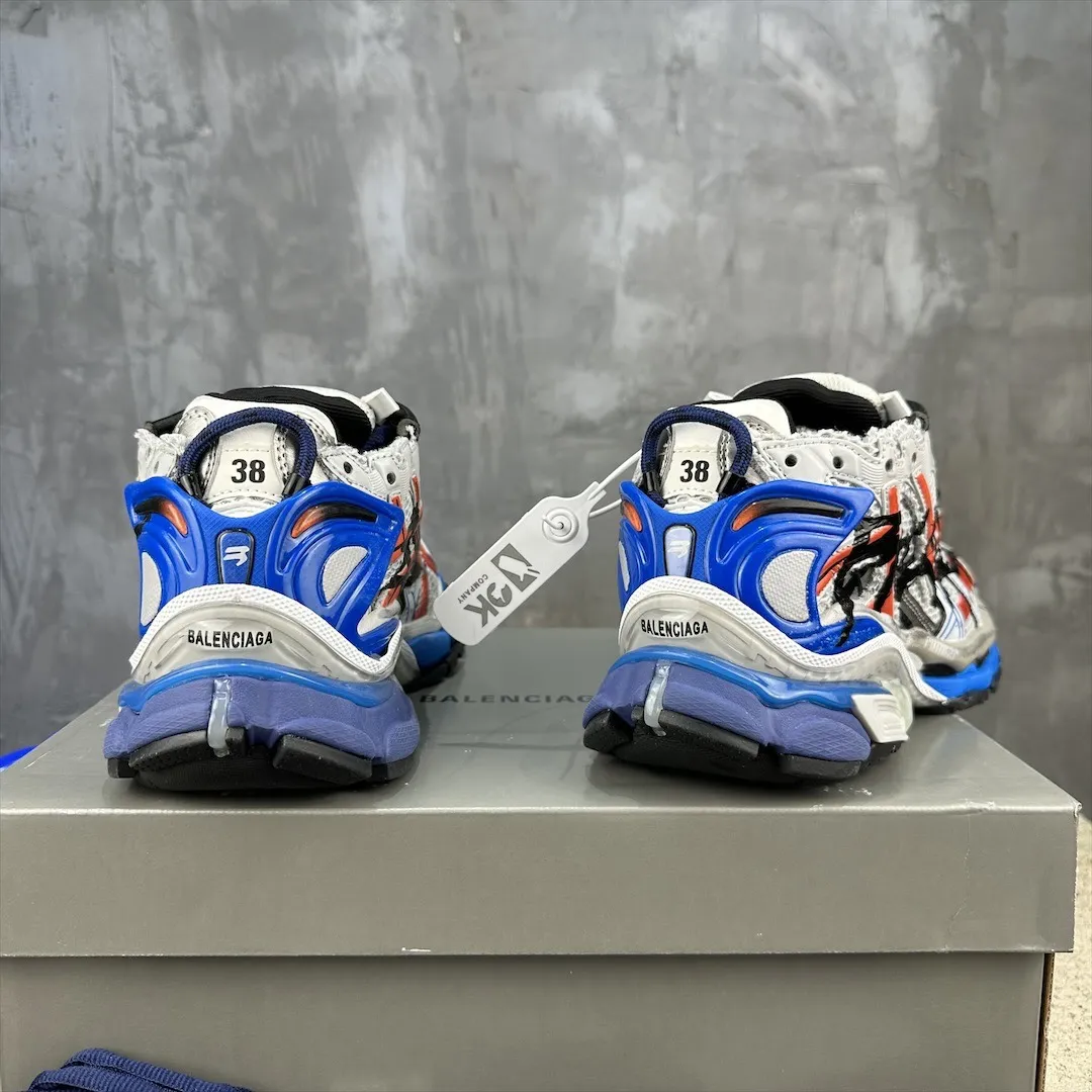 Balenciaga Runner Sneakers White Blue Red – Replica Balenciaga Runners Shoes Flexible 716