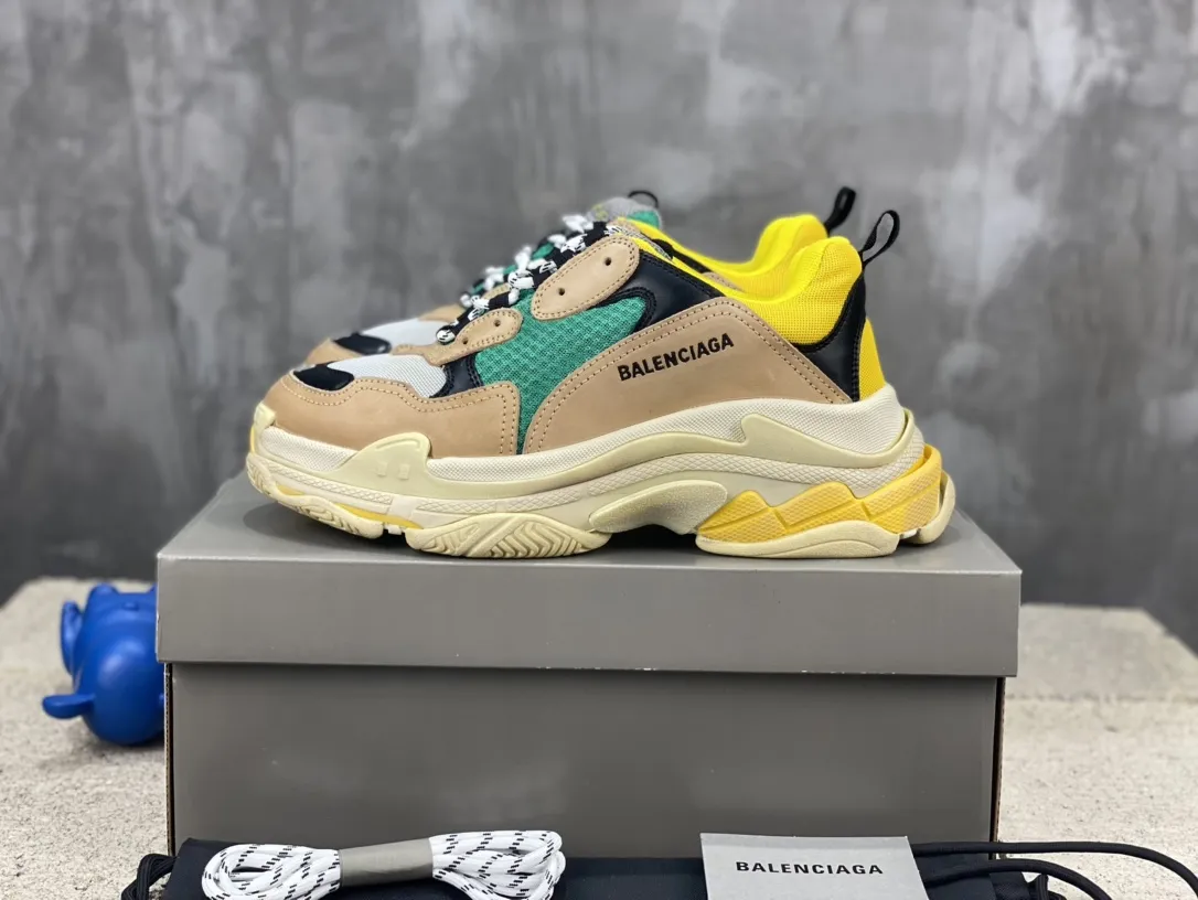 Balenciaga Triple S Beige Green Yellow Replica Sneakers – Rep Shoes Collection Original 783