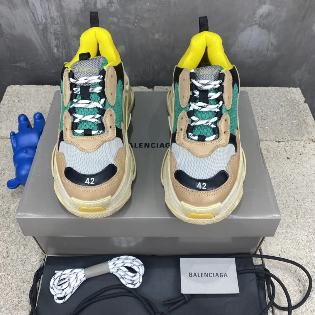Balenciaga Triple S Beige Green Yellow Replica Sneakers – Rep Shoes Collection Original 783