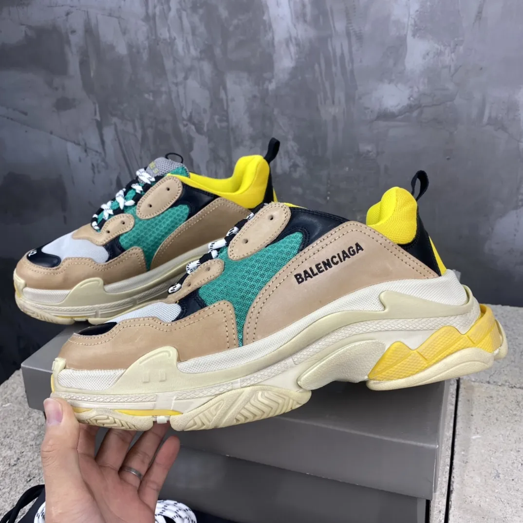 Balenciaga Triple S Beige Green Yellow Replica Sneakers – Rep Shoes Collection Original 783