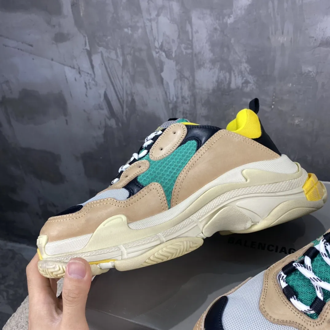 Balenciaga Triple S Beige Green Yellow Replica Sneakers – Rep Shoes Collection Original 783